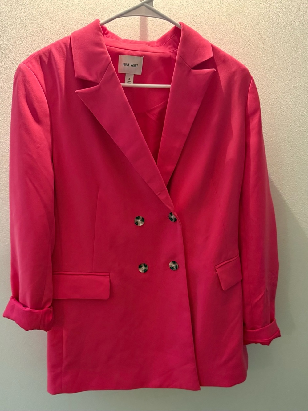 Nine West Women's Hot Pink Double-Breasted Blazer